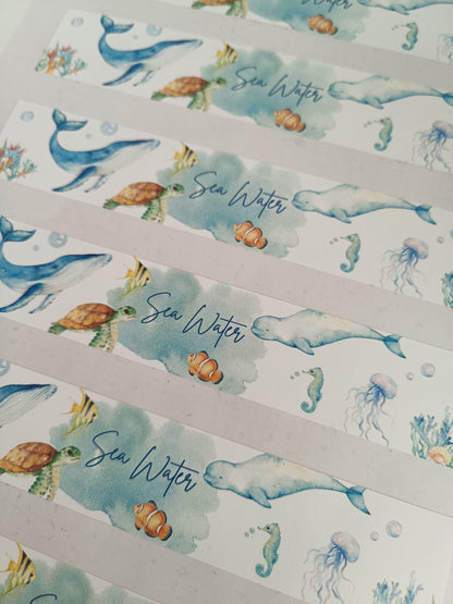 SALE - Sea Water - Under The Sea Label Stickers | Water Bottle Stickers | Under The Sea Theme