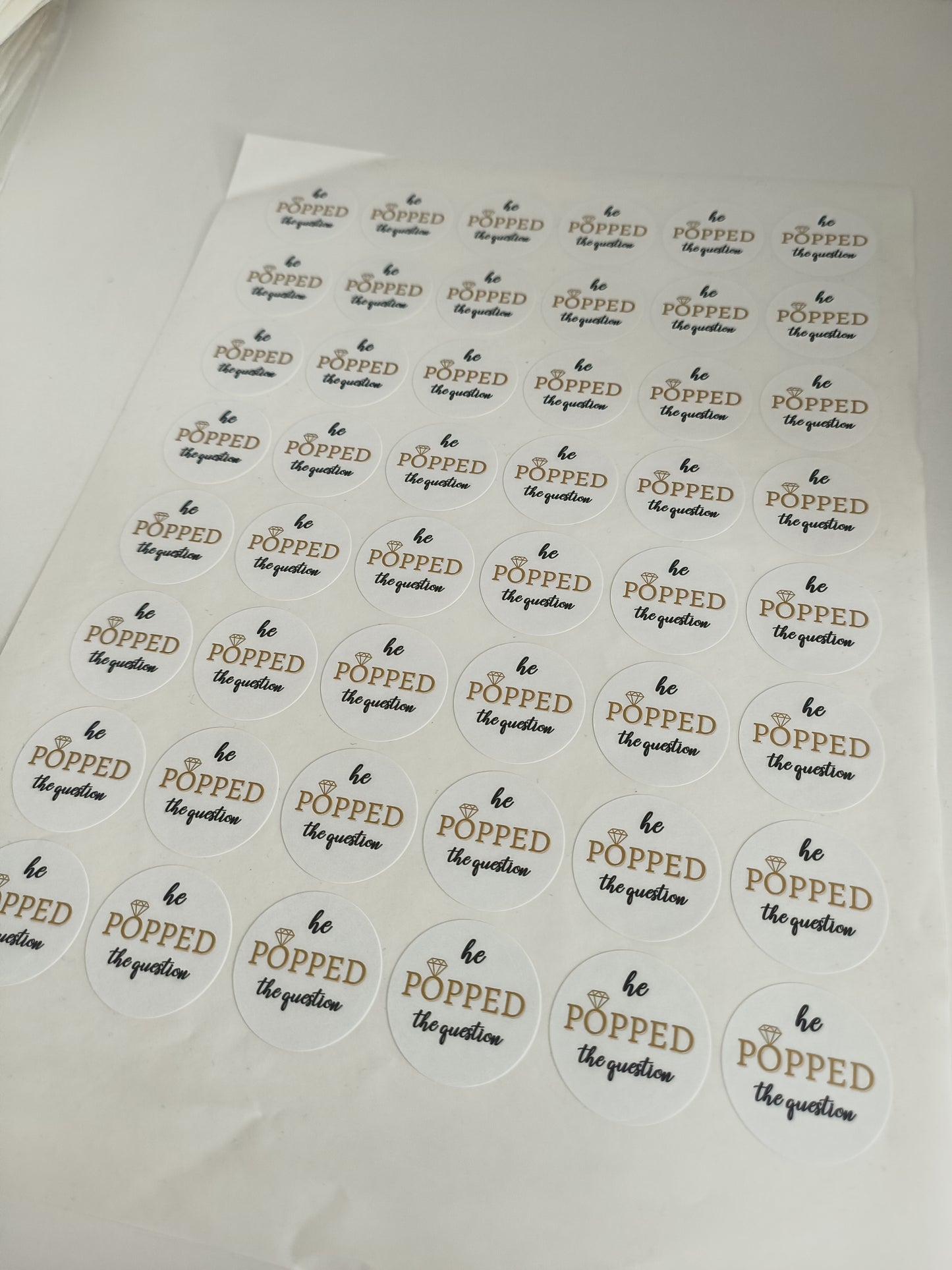 Engagement Stickers | Various Sizes | He Popped The Question | Engagement Party