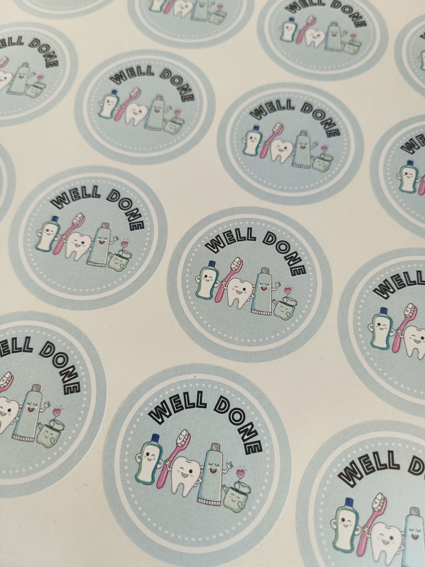Dentist Stickers | Sticker Sheet 45mm Circles | Well Done Stickers | Circle Stickers | Sticker Sheet | Dental Stickers