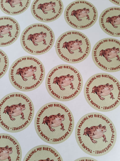 Reptile Toad/Frog Party Stickers | Circle Stickers | Sticker Sheet | Party Stickers