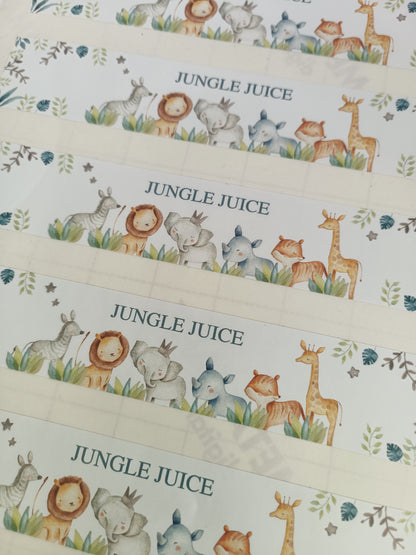SALE - Jungle Juice Safari Animal Water Label Stickers | Water Bottle Stickers | Jungle Theme