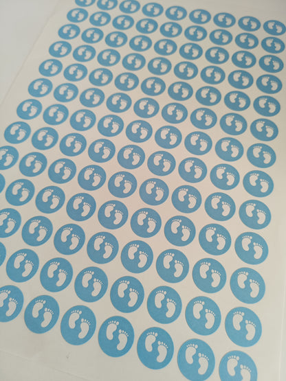 Blue Baby Footprint Stickers | Various Sizes | Baby Shower Party Stickers | Baby Shower Stickers