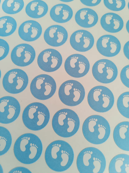 Blue Baby Footprint Stickers | Various Sizes | Baby Shower Party Stickers | Baby Shower Stickers