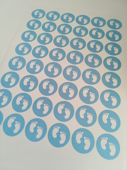 Blue Baby Footprint Stickers | Various Sizes | Baby Shower Party Stickers | Baby Shower Stickers