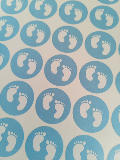 Blue Baby Footprint Stickers | Various Sizes | Baby Shower Party Stickers | Baby Shower Stickers