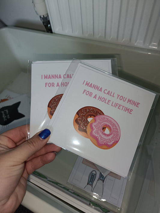 SALE - Valentines Card | Anniversary Card | I Wanna Call You Mine For A Hole Lifetime | Couples Card