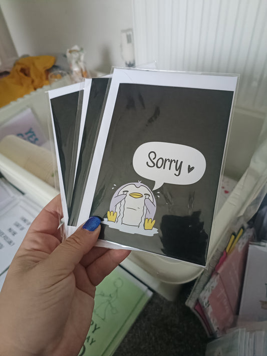 SALE - Sorry Card | Sorry Penguin Card | Forgive Me Card