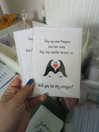 Valentines Card | Anniversary Card | Will You Be My Penguin? | Cute Card | Couples Card
