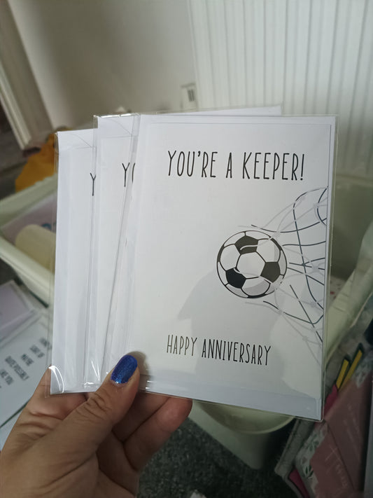 SALE - Anniversary Card | You're A Keeper| Football Card