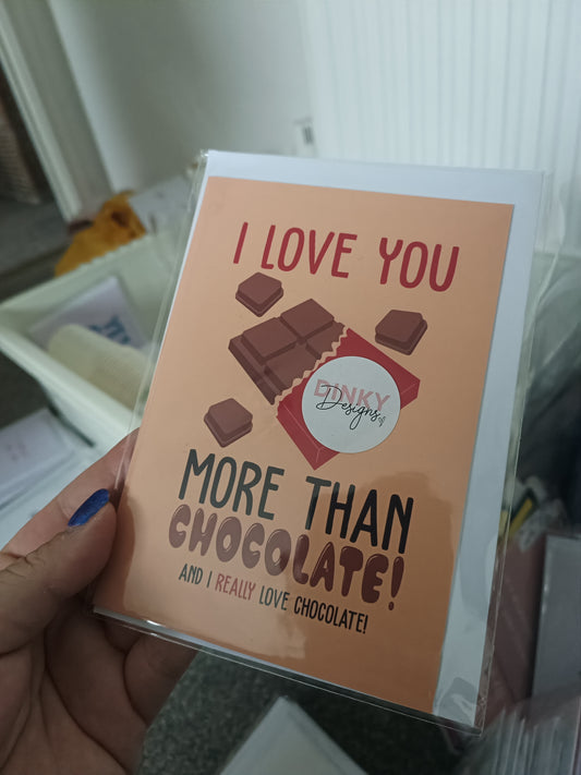 SALE - Valentine's Day Card | Love You More Than Chocolate| Anniversary Card