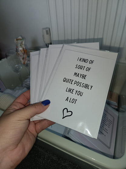 Valentines Card | Anniversary Card | I Kind Of Sort Of Maybe Quite Possibly Like You A Lot | Couples Card