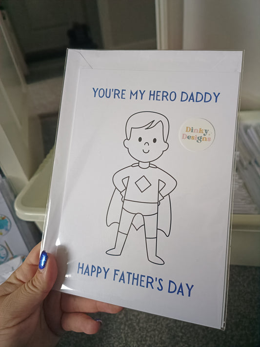SALE - Father's Day Card | Colour In Card | Hero Daddy Card