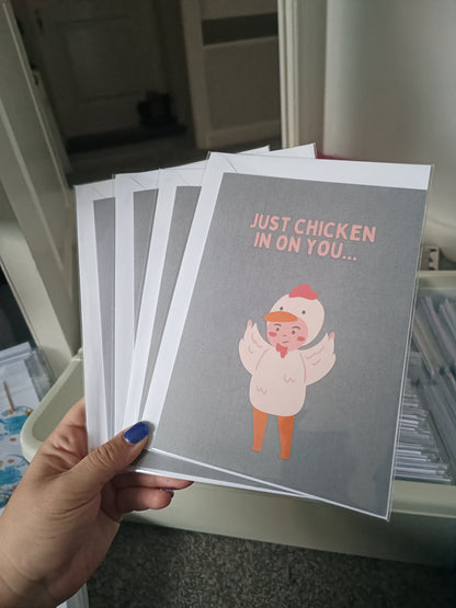 Thinking Of You Card | Just Chicken In On You | Funny Card