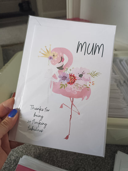 Mothers Day Card | Birthday Card | Mum, Thanks For Being So Flocking Fabulous | Flamingo Card
