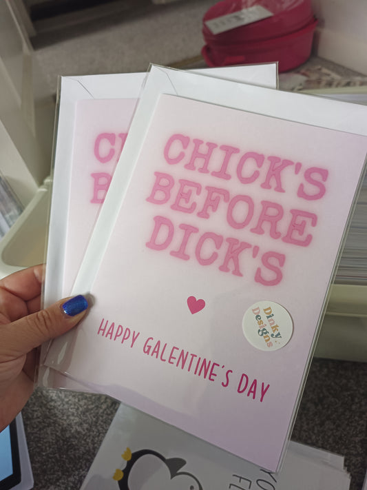 SALE - Valentine's Day Card | Valentine's Day Card | Chicks Before Dicks - Funny Card