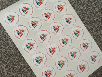 SALE - 45mm Circus Stickers | Party Bag Stickers | Thank You For Coming To Otto's Party