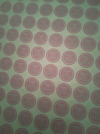 Pink Ready To Pop Stickers | Various Sizes | Baby Shower Party Stickers | Popcorn Stickers | Baby Shower Stickers
