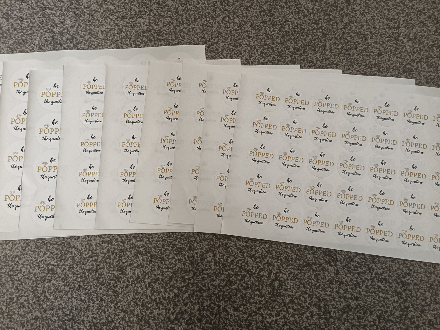 Engagement Stickers | Various Sizes | He Popped The Question | Engagement Party