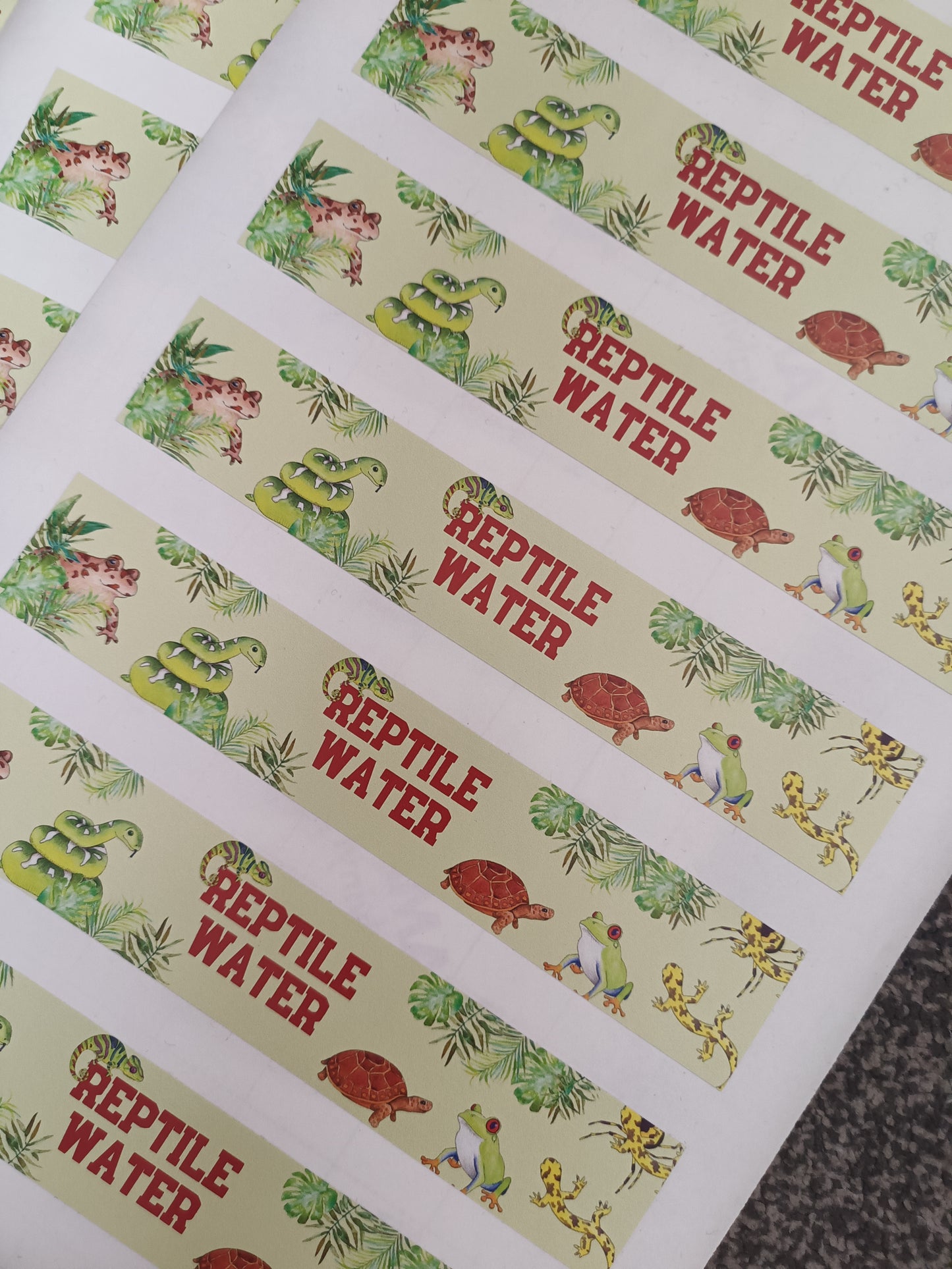SALE - 7 x Reptile Water Reptile Label Stickers | Water Bottle Stickers | Reptile Theme