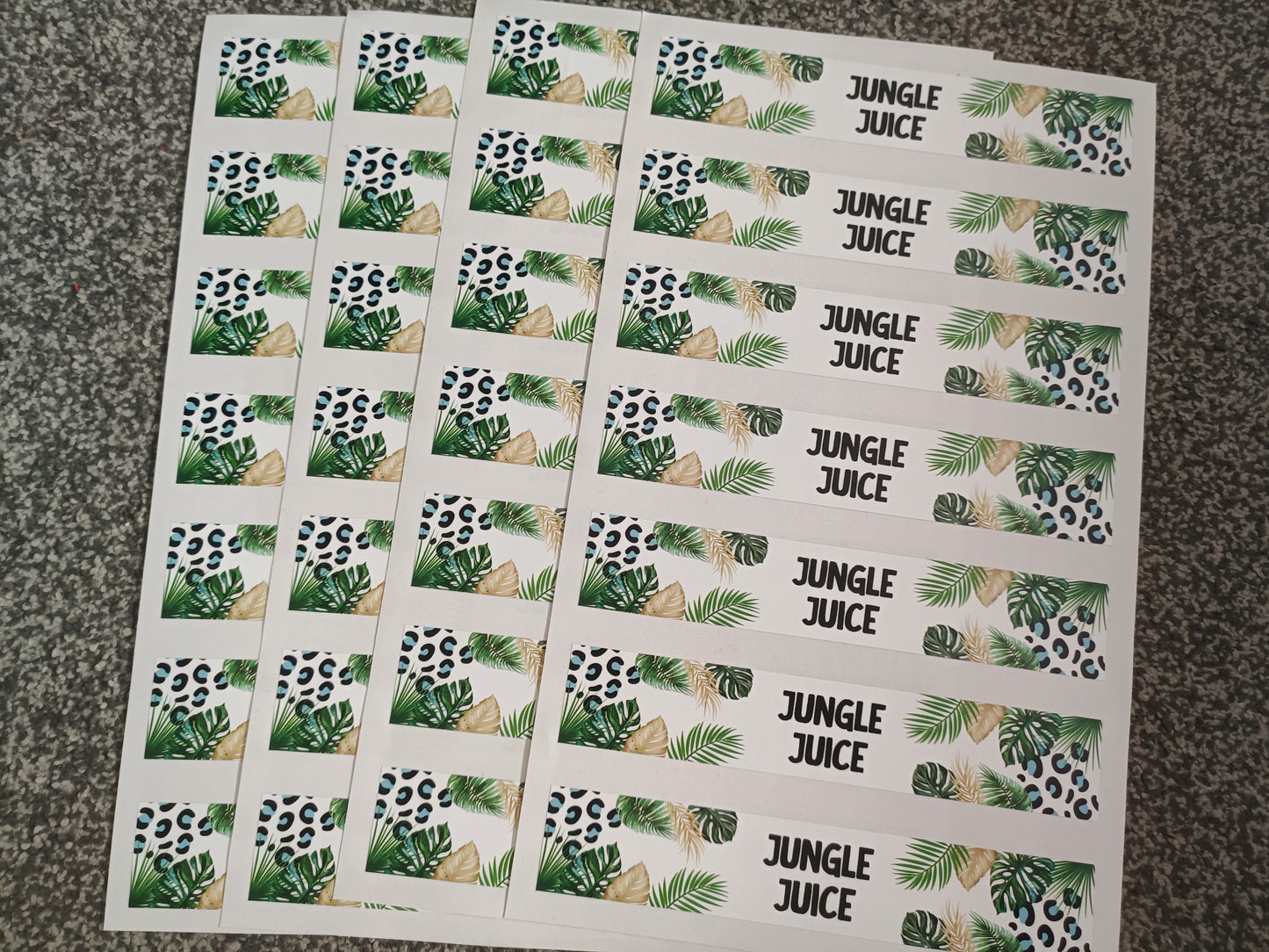 Personalised Juice Bottle Labels | Safari Jungle Leaf Party Juice Labels | Water Bottle Stickers | Safari Jungle Party | Party Stickers