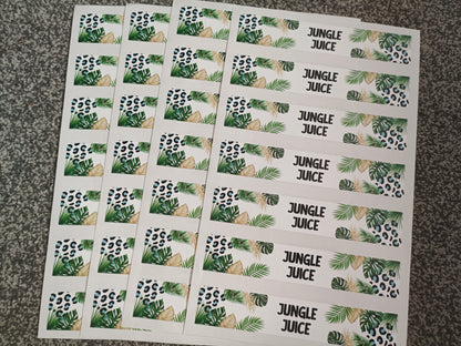Personalised Juice Bottle Labels | Safari Jungle Leaf Party Juice Labels | Water Bottle Stickers | Safari Jungle Party | Party Stickers