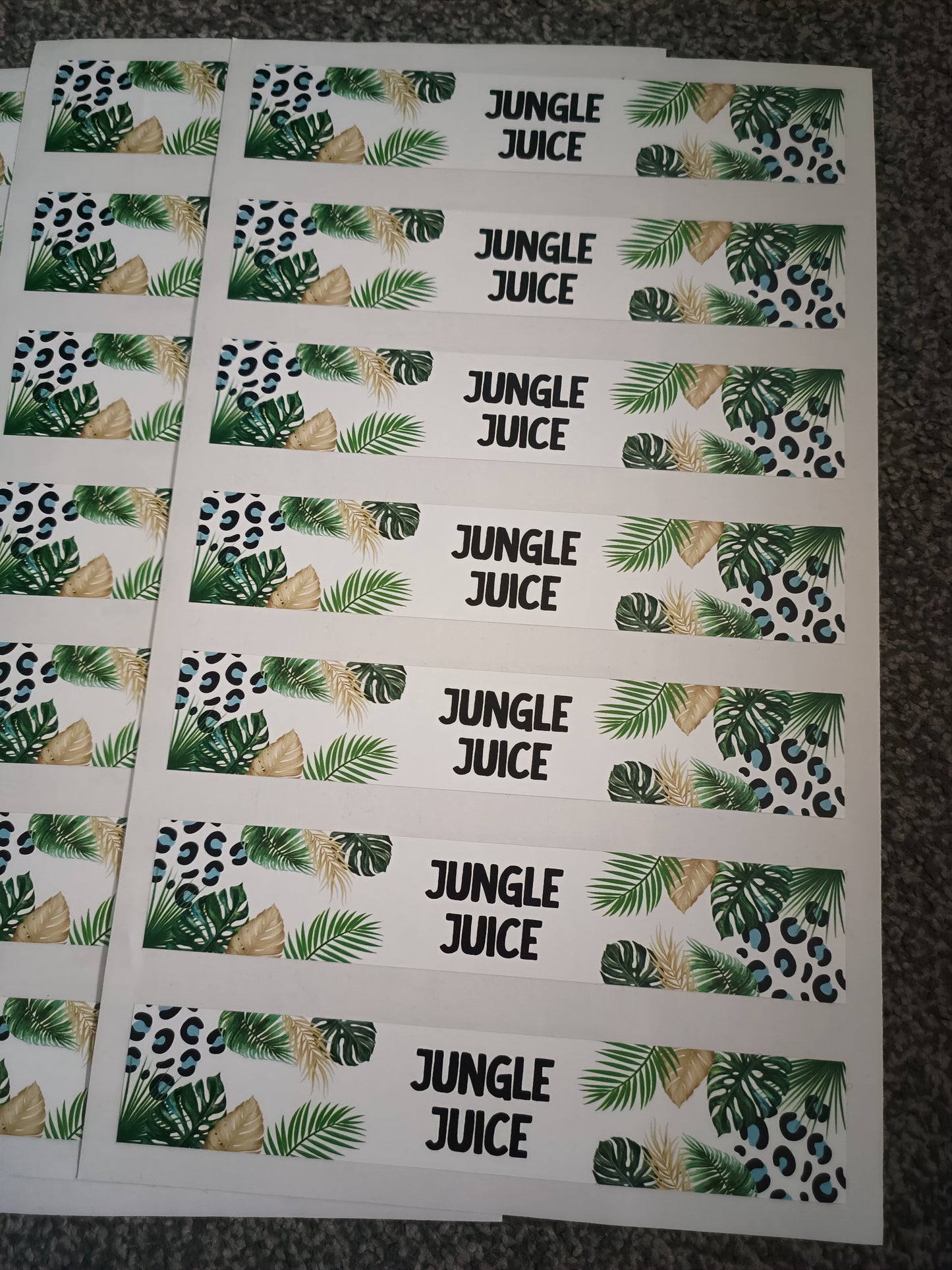 Personalised Juice Bottle Labels | Safari Jungle Leaf Party Juice Labels | Water Bottle Stickers | Safari Jungle Party | Party Stickers