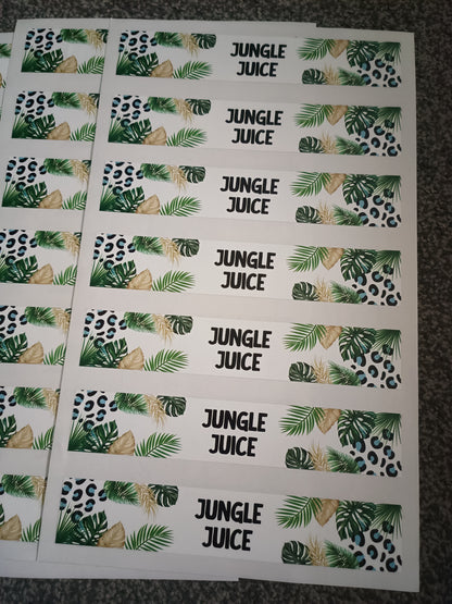 Personalised Juice Bottle Labels | Safari Jungle Leaf Party Juice Labels | Water Bottle Stickers | Safari Jungle Party | Party Stickers