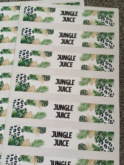 Personalised Juice Bottle Labels | Safari Jungle Leaf Party Juice Labels | Water Bottle Stickers | Safari Jungle Party | Party Stickers