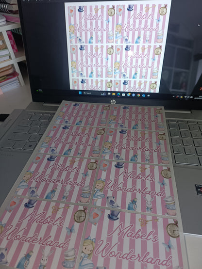 Rectangle Stickers | Party Stickers | Wonderland Party Stickers | Party Bag Stickers
