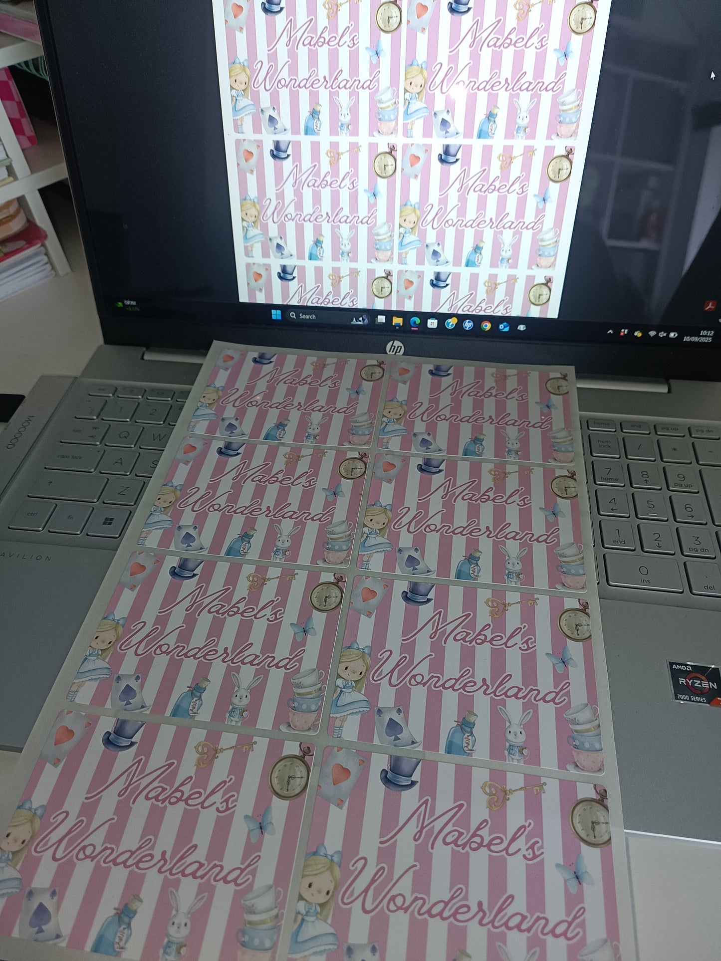 Rectangle Stickers | Party Stickers | Wonderland Party Stickers | Party Bag Stickers