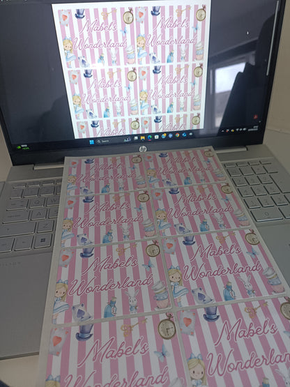 Rectangle Stickers | Party Stickers | Wonderland Party Stickers | Party Bag Stickers