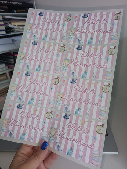Rectangle Stickers | Party Stickers | Wonderland Party Stickers | Party Bag Stickers
