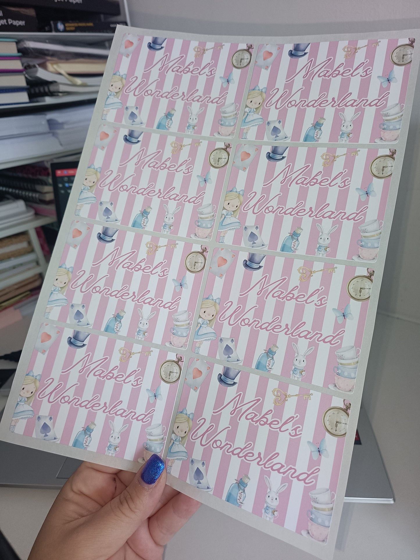 Rectangle Stickers | Party Stickers | Wonderland Party Stickers | Party Bag Stickers