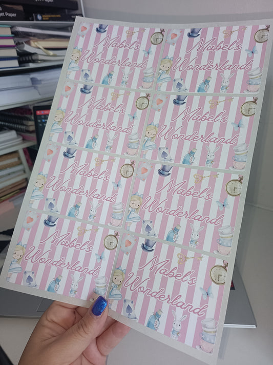 Rectangle Stickers | Party Stickers | Wonderland Party Stickers | Party Bag Stickers