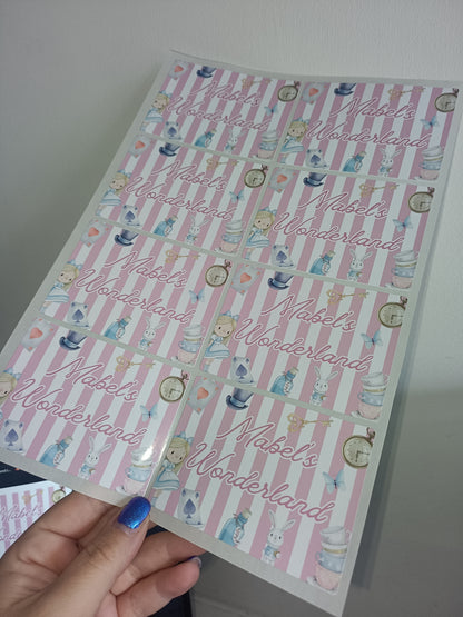 Rectangle Stickers | Party Stickers | Wonderland Party Stickers | Party Bag Stickers