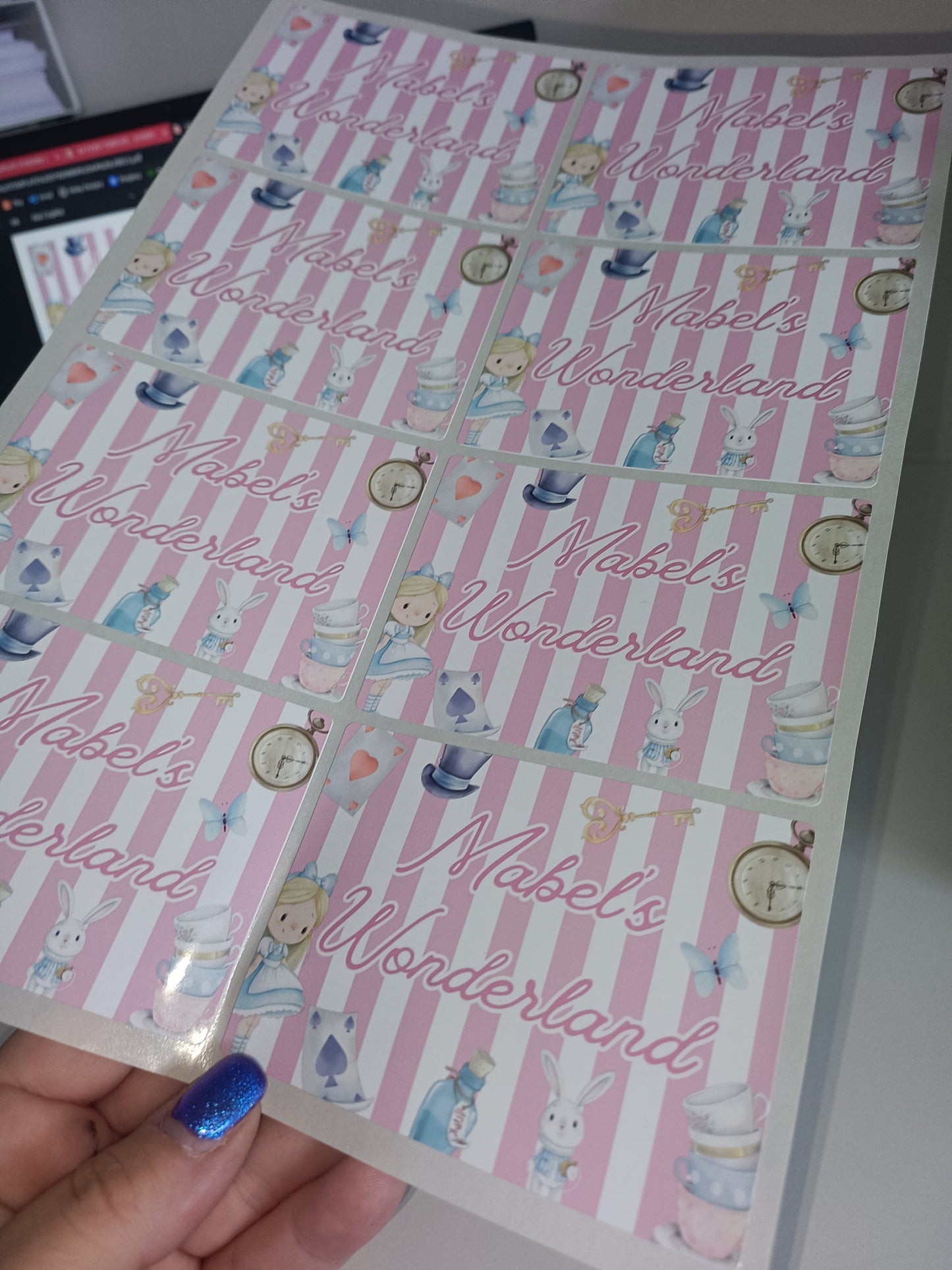 Rectangle Stickers | Party Stickers | Wonderland Party Stickers | Party Bag Stickers