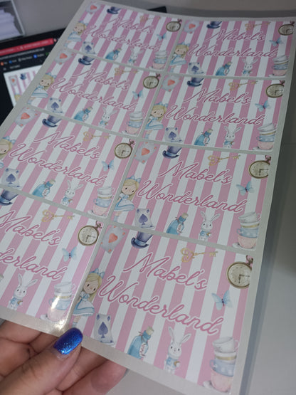 Rectangle Stickers | Party Stickers | Wonderland Party Stickers | Party Bag Stickers