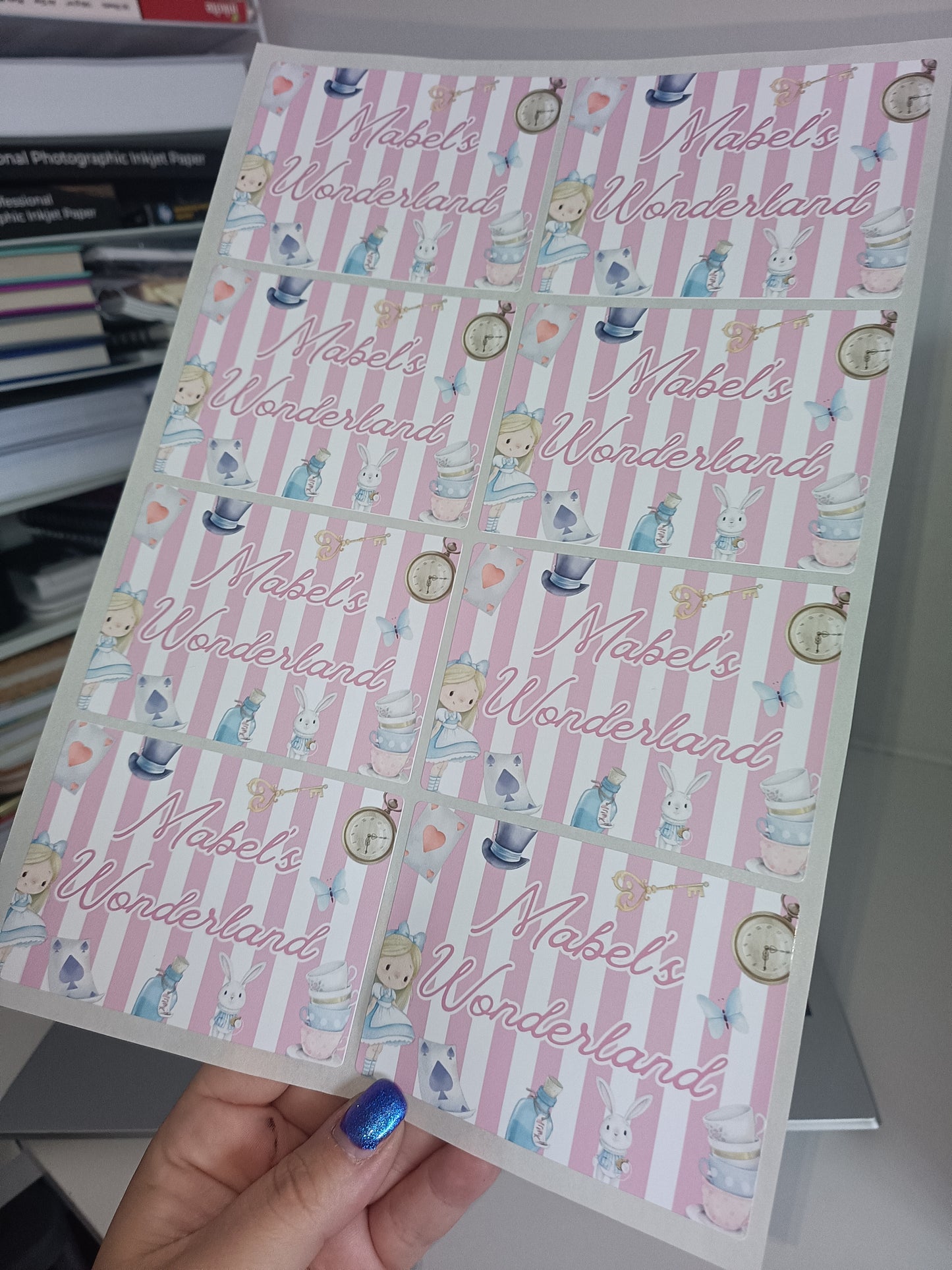 Rectangle Stickers | Party Stickers | Wonderland Party Stickers | Party Bag Stickers