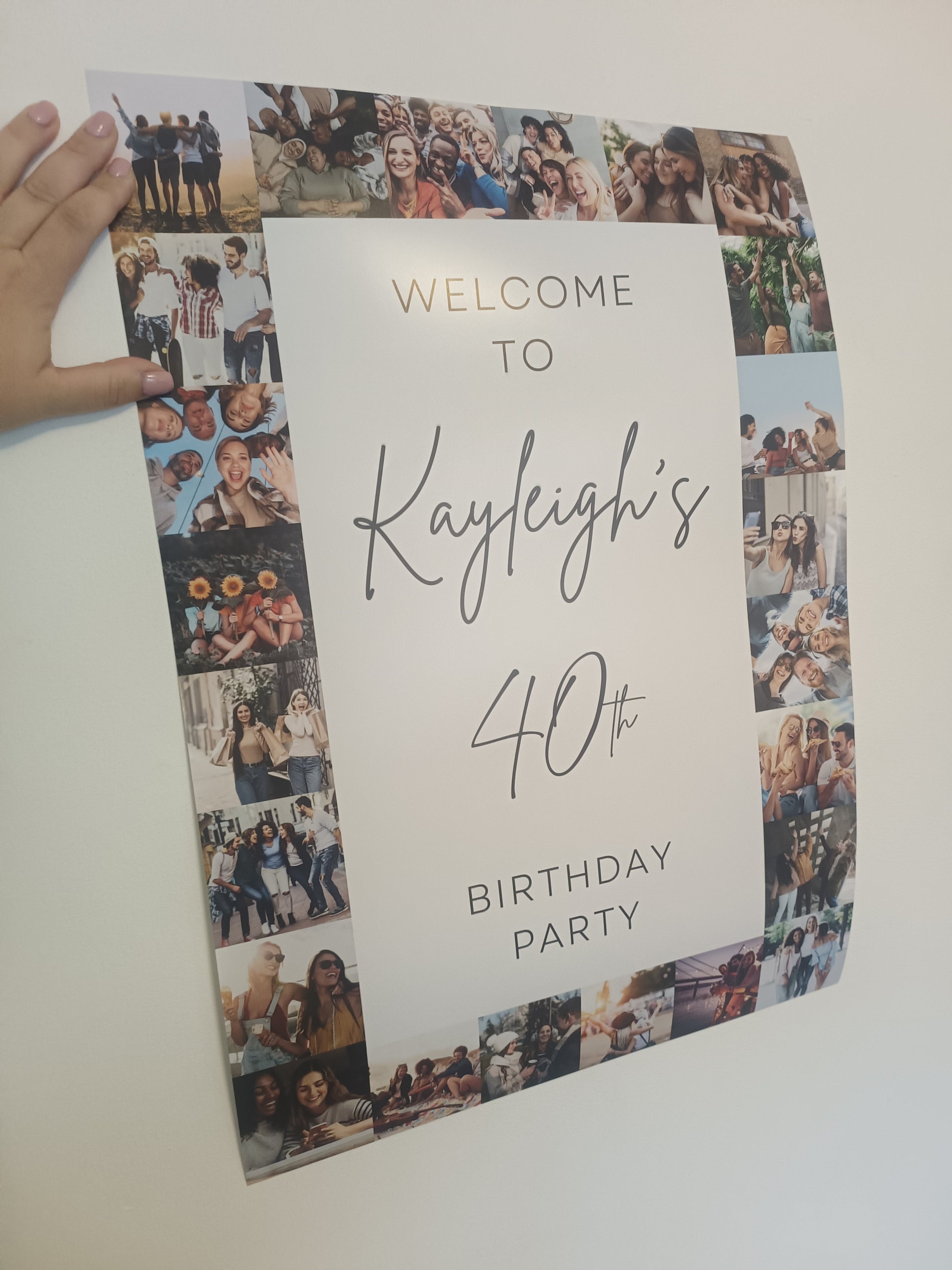 Image Photo Collage Welcome Board Sign | Personalised Birthday Board | Birthday Party Sign | A4, A3, A2, A1 - Dinky Designs