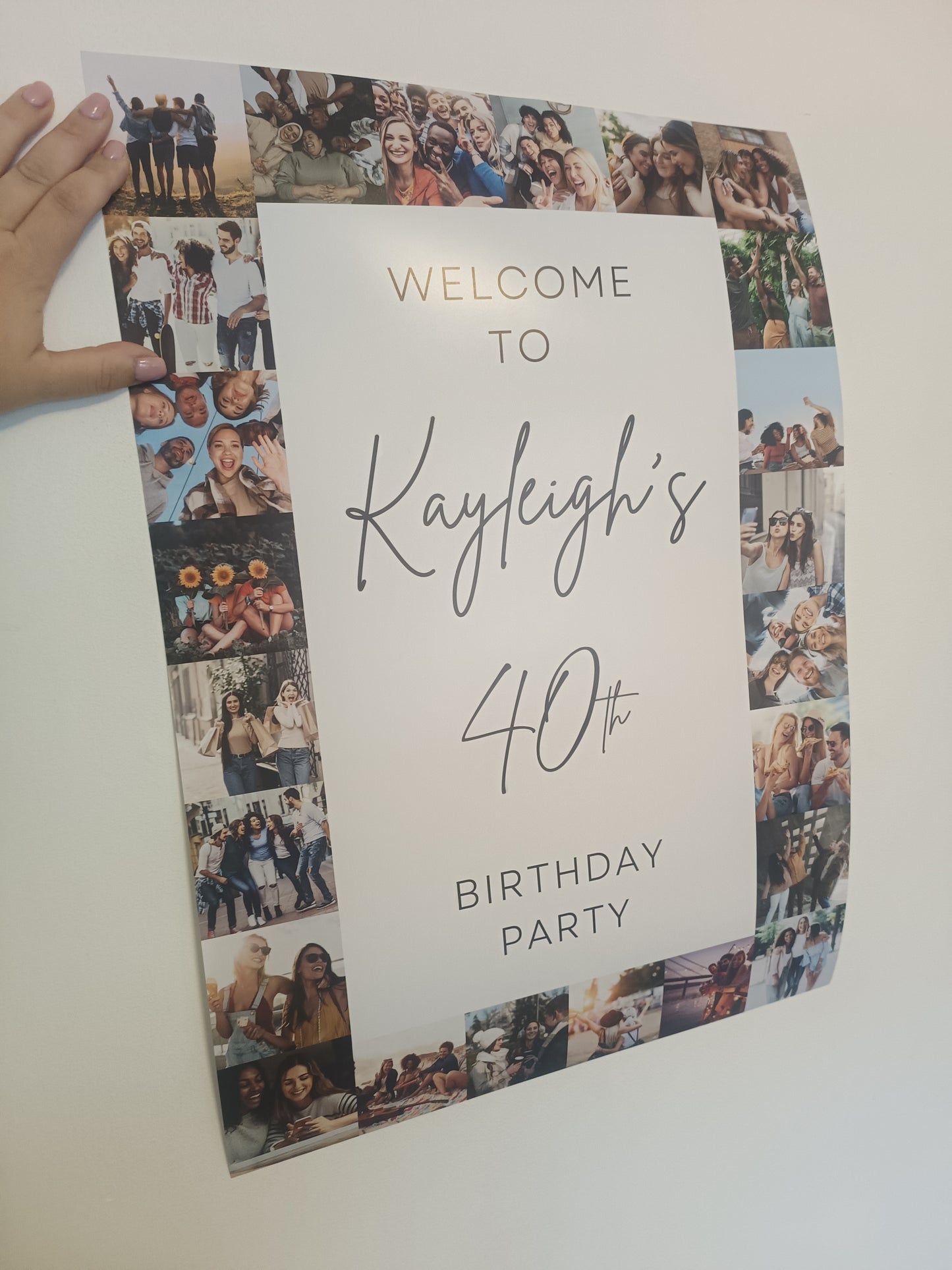 Image Photo Collage Welcome Board Sign | Personalised Birthday Board | Birthday Party Sign | A4, A3, A2, A1 - Dinky Designs