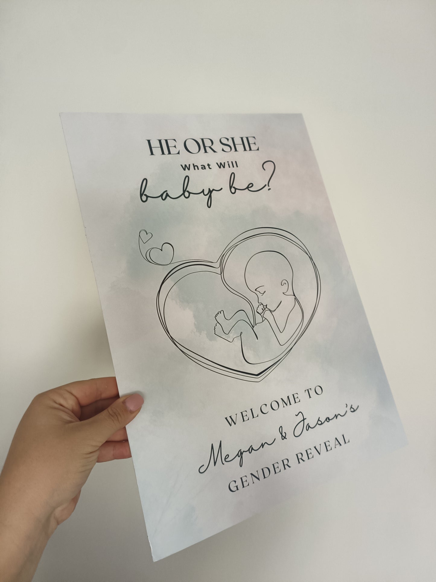 Pink Blue Baby Gender Reveal Welcome Board Sign | Personalised Gender Reveal Board | Party Sign | A4, A3, A2