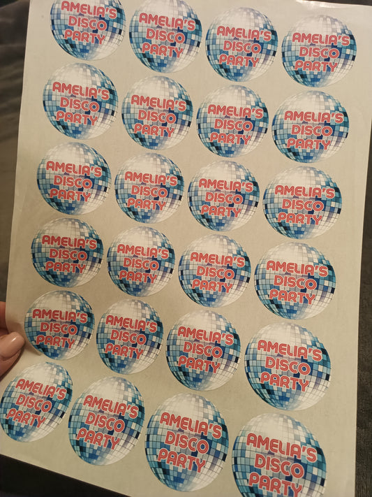 SALE - 1 x Amelia's Disco  Party Bag Stickers