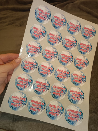 SALE - 1 x Amelia's Disco  Party Bag Stickers