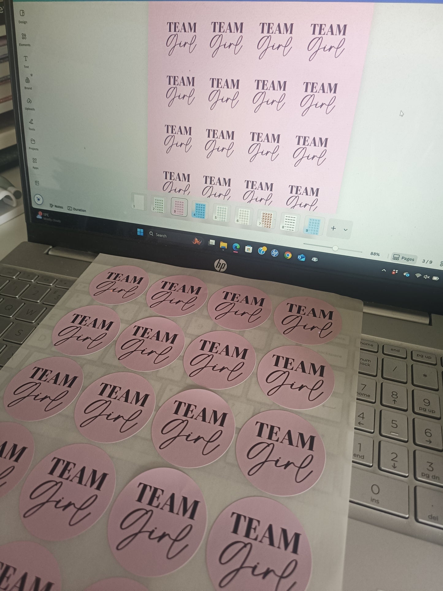 Baby Shower Stickers | Pink Team Girl - Blue Team Boy Party Stickers | Baby Shower Labels