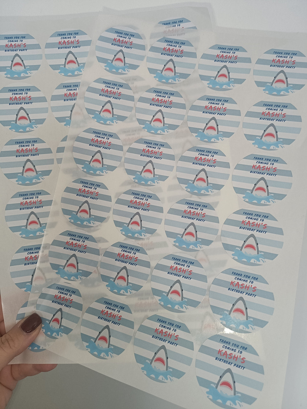 Shark Party Stickers | Circle Stickers | Sticker Sheet | Party Stickers | Shark Party Theme