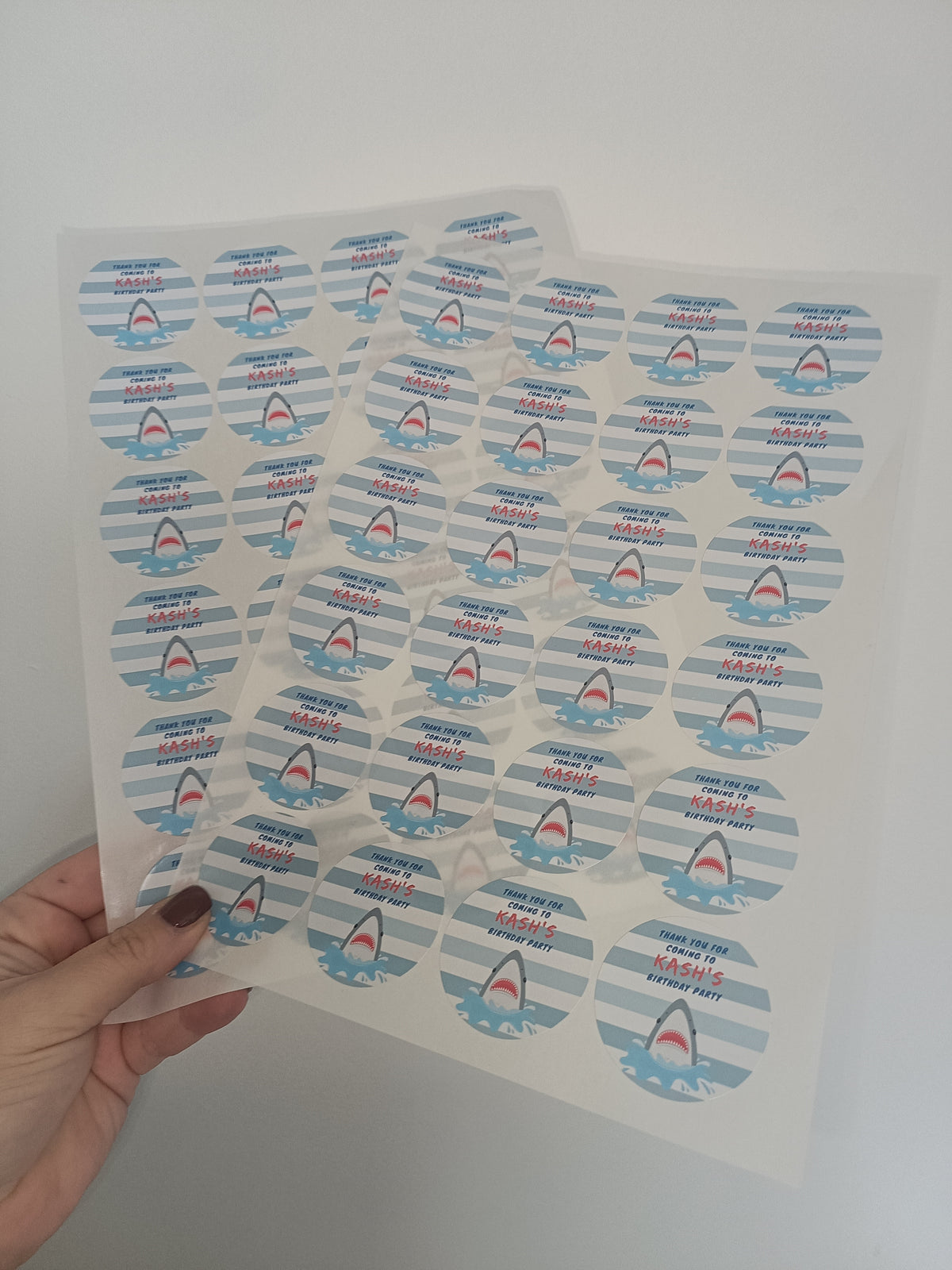 Shark Party Stickers | Circle Stickers | Sticker Sheet | Party Stickers | Shark Party Theme