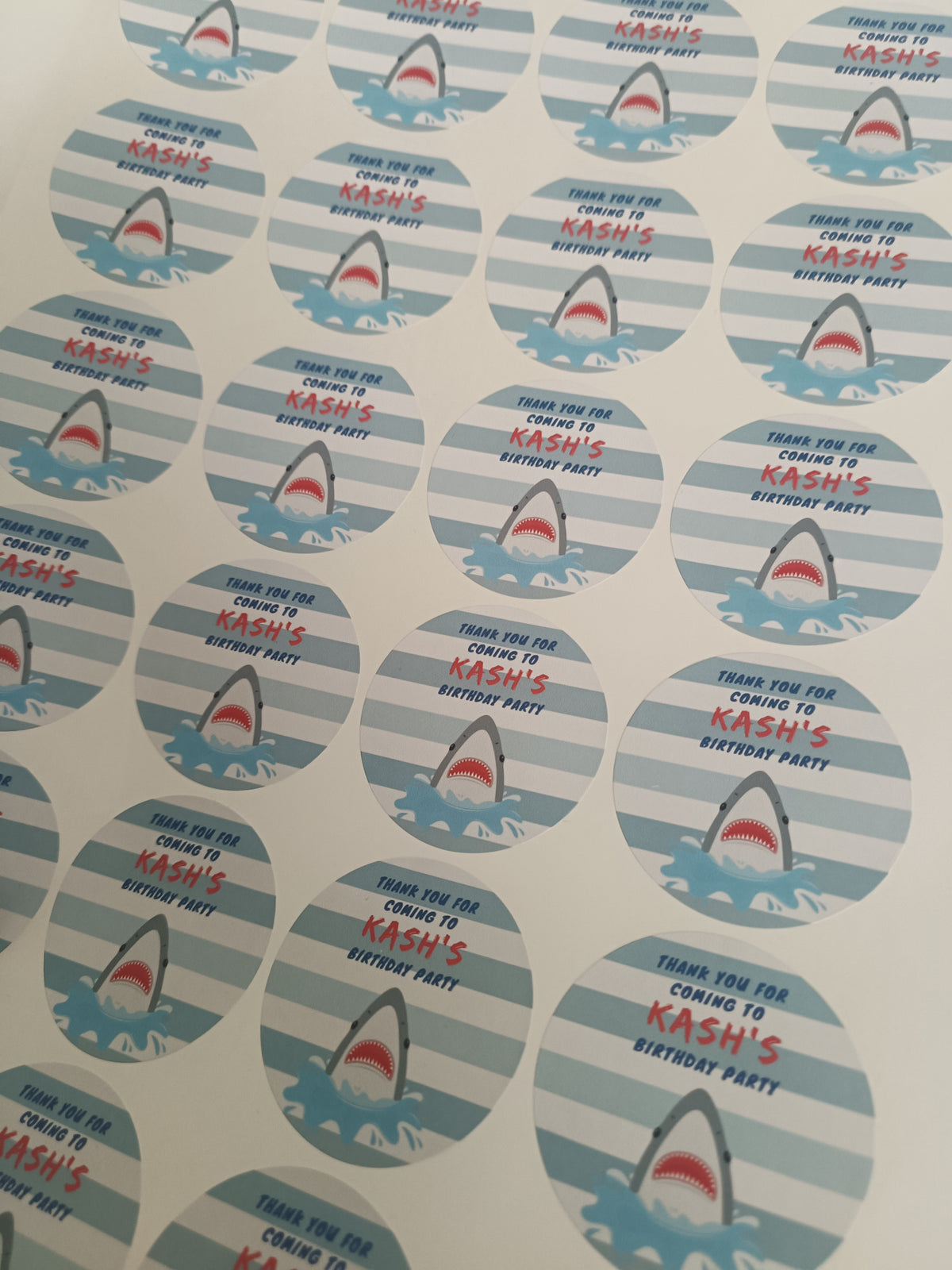 Shark Party Stickers | Circle Stickers | Sticker Sheet | Party Stickers | Shark Party Theme