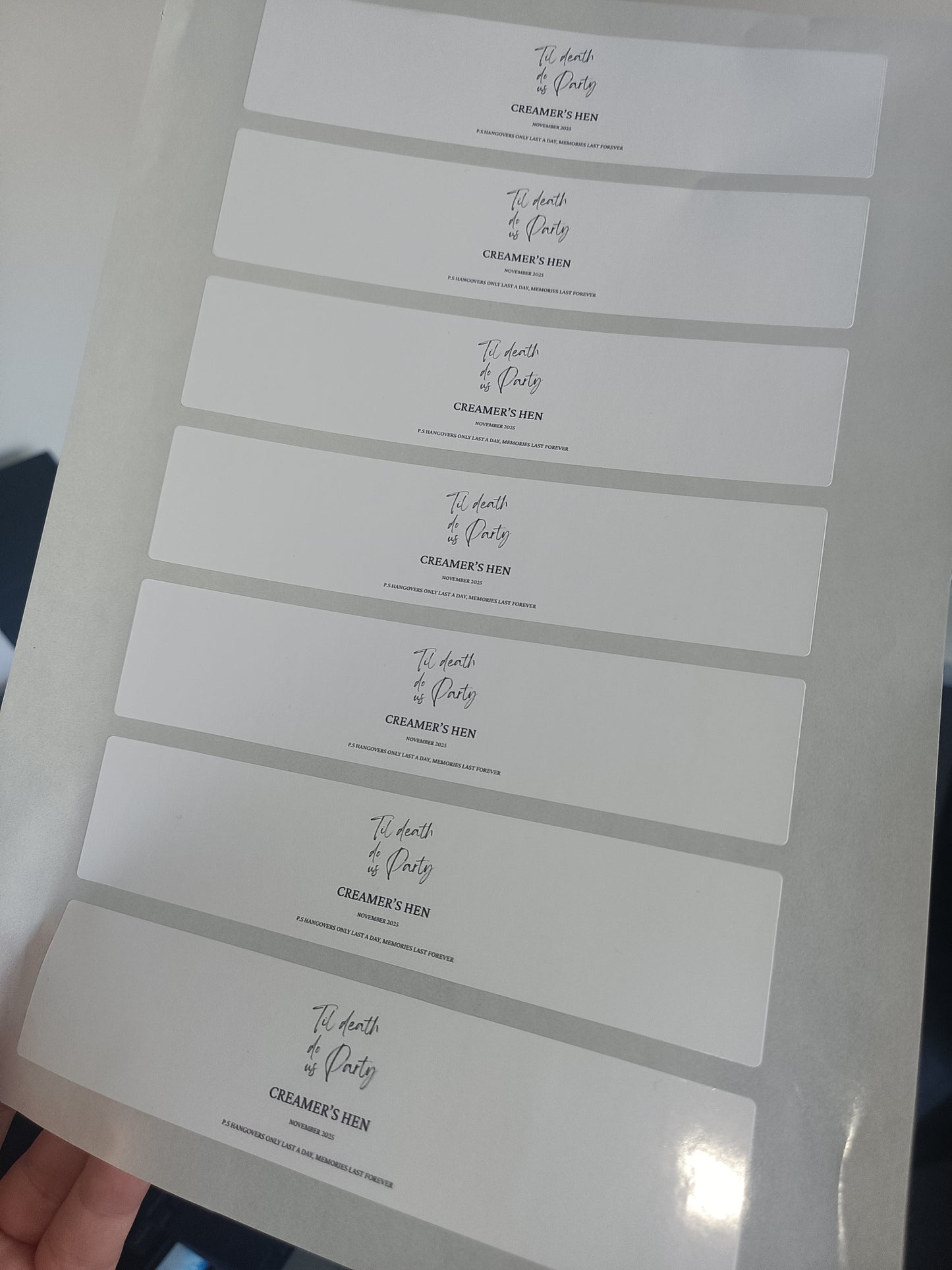 White Hen Party Water Bottle Labels | Til Death Do Us Party | Hen Do Stickers