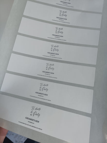 White Hen Party Water Bottle Labels | Til Death Do Us Party | Hen Do Stickers