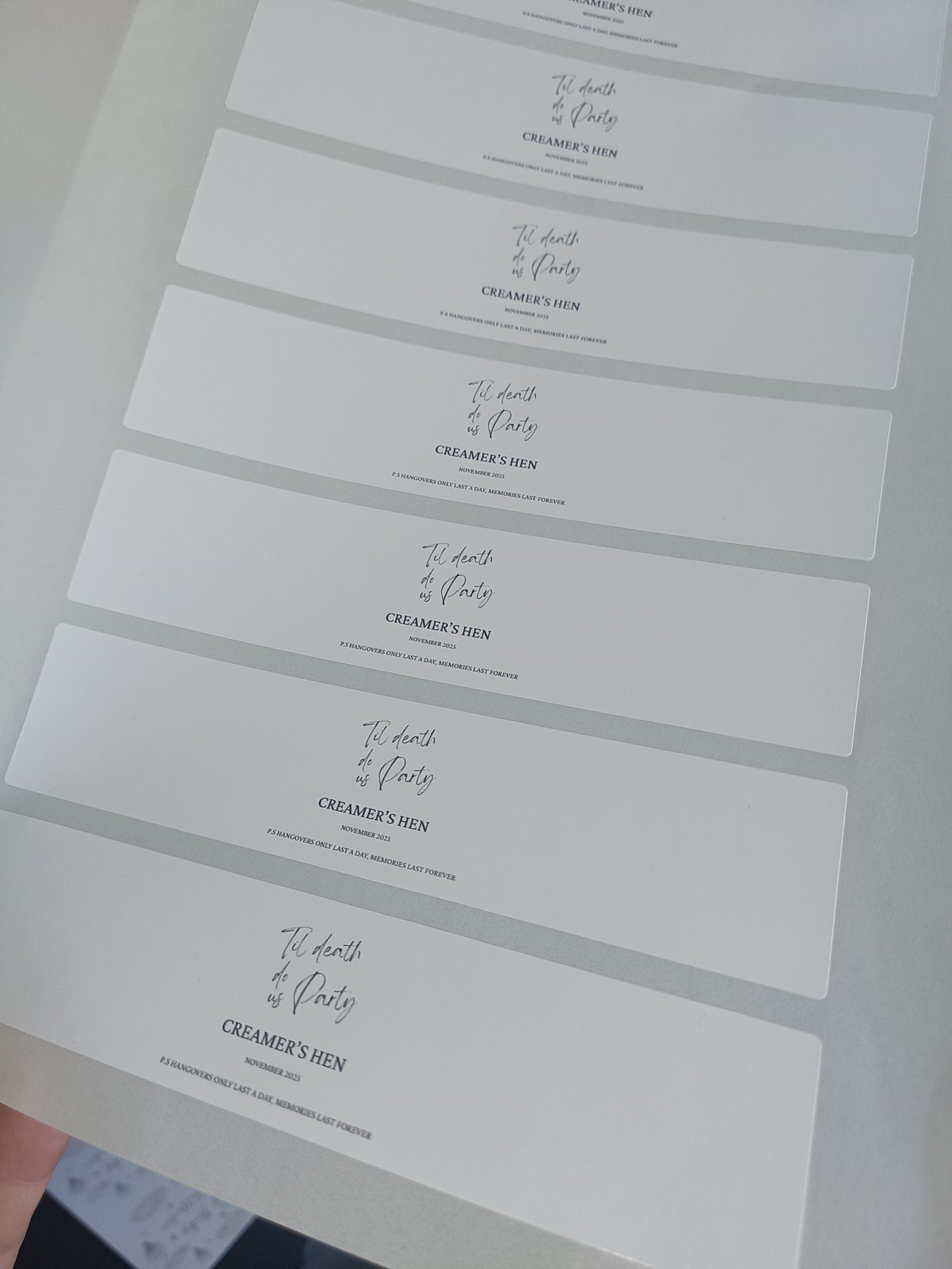 White Hen Party Water Bottle Labels | Til Death Do Us Party | Hen Do Stickers